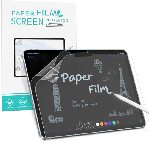 PYS 2 Stück Papier Schutzfolie für 2024 iPad Pro 11 M4 & 11 iPad Air M2 Papierfolie zum Zeichnen Schreiben Notizen machen wie auf Papier