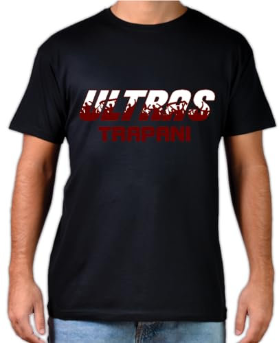 Generico Maglietta T-Shirt Maniche Corte Nere Ultras Trapani - Scelta Taglia su personalizza