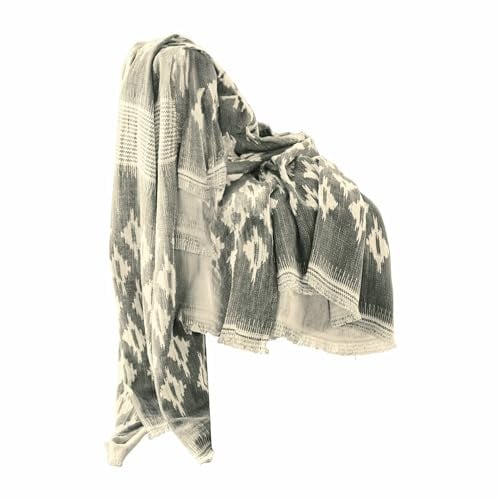 Loberon Plaid Gravelines, abstraktes, modernes Muster, pflegeleicht & strapazierfähig, Ethno-Look, Tagesdecke, Überwurf, Baumwolle, grau/beige