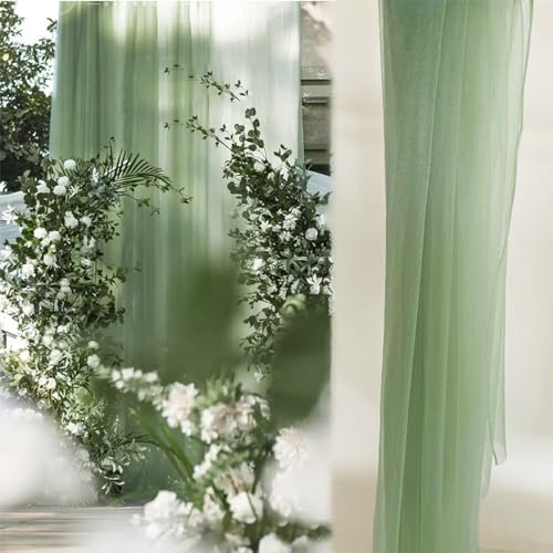 20m x 160cm Soft Tüllstoff,Tüll Stoffe zum Nähen,Netzstoff Dekostoff Drapierstoff für Arbor Hochzeit Vorhang Hochzeitsbogen Freihanddeko Torbogen Zeremonie Party Dekor Kleid Tüllrock,Salbeigrün
