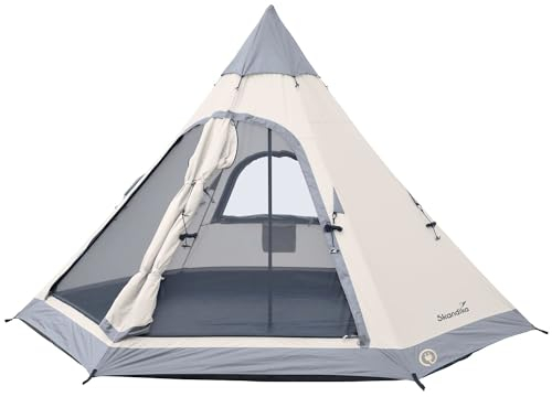 Skandika Tipi Zelt Hetta 335 Protect | Zelt für 4 Personen, 2 m Stehhöhe, eingenähter Zeltboden, 3000 mm Wassersäule, UV 50+, Festivalzelt, Indianerzelt, Familienzelt | Outdoor, Camping, Glamping