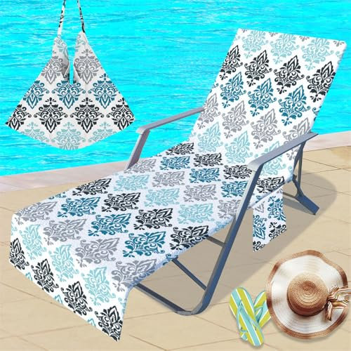 Treer Sonnenliege Auflage, Blumentextur Gartenliege Abdeckung, Frottee Schonbezug Gartenstuhl mit 2 Taschen, für Schwimmbäder Strände Gartenhotels Liegenauflagen (Bunt,75x210cm)