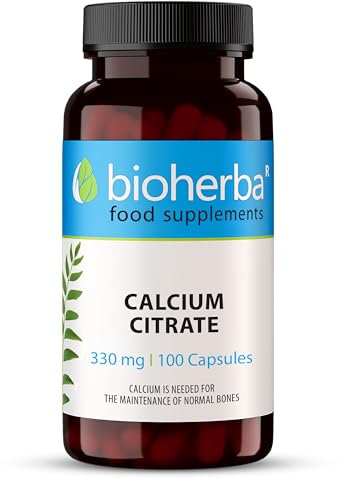 Calcium Citrate 330 mg – 100 Capsules | High-Absorption Supplement for Bones, Teeth, and Muscle Function by BIOHERBA