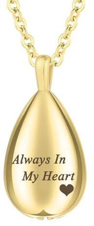 Teardrop Cremation Jewelry for Ashes Pendant Keepsake Urn Necklace for Ashes for Women Men with Mini Keepsake Urn Memorial Ashes Jewelry - Always In My Heart