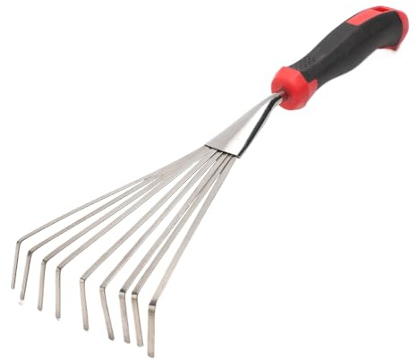 XIAOXIAOYU Hand Rake | Small Rake for Flower Beds and Green Spaces, Heavy Duty Metal Garden Tool for Soil, Turf, Shrubs and Terrace