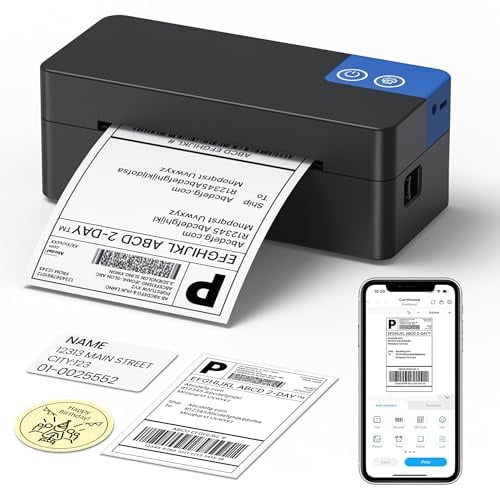 ETIKEZ Bluetooth 4x6 Thermal Shipping Label Printer for Parcels, Black
