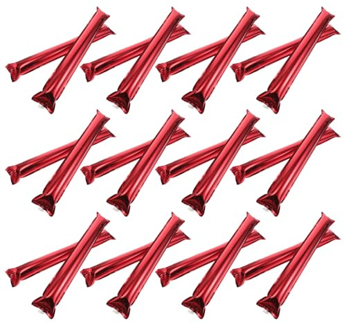 DOITOOL 32 Pcs Inflatable Thunder Sticks Red Aluminum Film Noise Makers for Sports Events Cheer Competition Fan Cheering Sticks 23.6 Inch Event Accessories