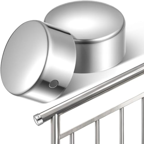 CALLARON 2 Stück Runde Handlauf Endkappen aus Edelstahl Abdeckkappen 40mm Rund Glänzend für Treppengeländer Einfache Montage Ästhetische Verbesserung für Outdoor und Selbstgemacht Projekte