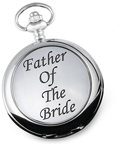 De Walden Engraved Wedding Pocket Watch with 'Father of the Bride' Feature Case Front in Gift Box