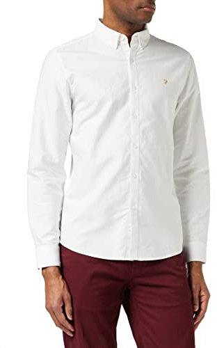 Farah Vintage Herren Freizeithemd, Weiß, Medium (Brand size : Medium)