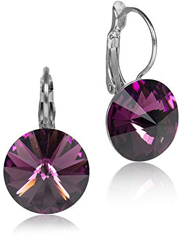 LUISIA Ohrringe Rivoli mit Kristallen von Swarovski - 14 mm Amethyst/Pflaume