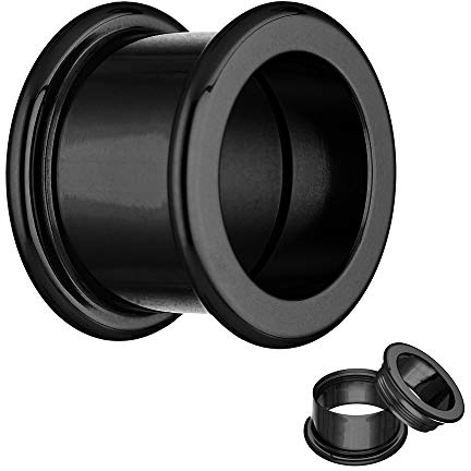Treuheld Titan Flesh Tunnel - Innengewinde - EXTRA LANG - Schwarz 5 mm