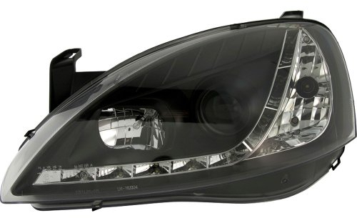 AUTO-STYLE Satz Scheinwerfer TFL-Look kompatibel mit Opel Corsa C 2000-2004 - Schwarz