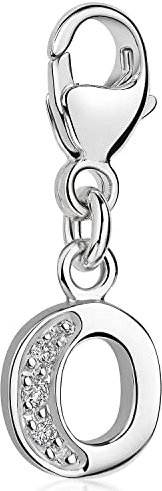 Materia Buchstabe O Anhänger Silber 925 mit 3 Zirkonia - Alphabet Charms C65