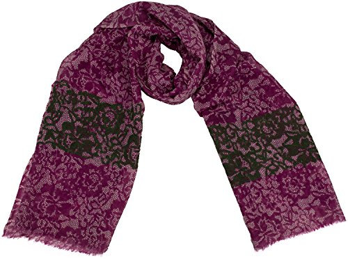 Écharpe Amelie Fuchsia avec broderie 100 % laine
