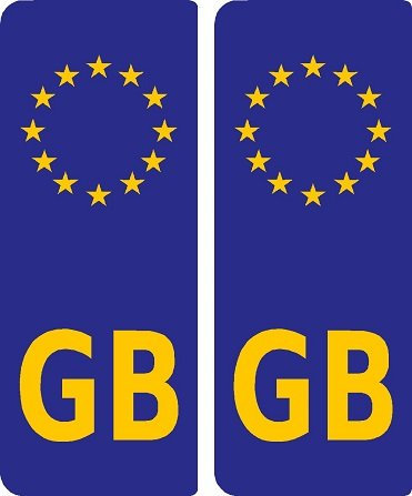 2 x Motorcycle Motorbike GB EU Euro Car Number Plate Vinyl Stickers United Kingdom EU Brexit GB by Ellis Graphix