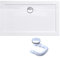 doporro Plato de ducha plano diseño Faro2W 75x120x4 de acrílico en blanco rectangular incl. válvula de desagüe adecuada para instalación a nivel del suelo y conexiones-DIN