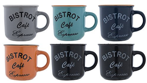 HOME Bistrot Tazze caffè, CC 120, Stoneware, Multicolore, 6 unità (Confezione da 1)