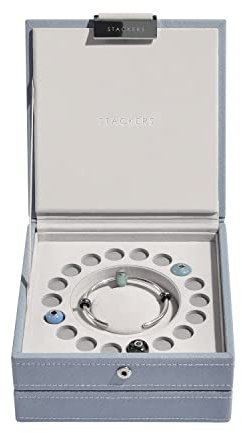 Stackers | charmante Schmuckschatulle mit verchromtem Beschlag, 2-teilig, graublau (Dusky Blue)