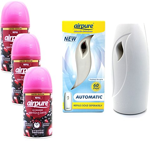 airpure Air Freshner Automatic Spray Machine 3 x Fragrances Sparkling Berry Airwick Compatible, Medium