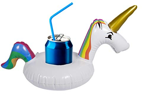 Folat B.V.- Portavasos Inflable Flotante de Unicornio, Color Blanco, Multicolor, Costumes (DS-46202)