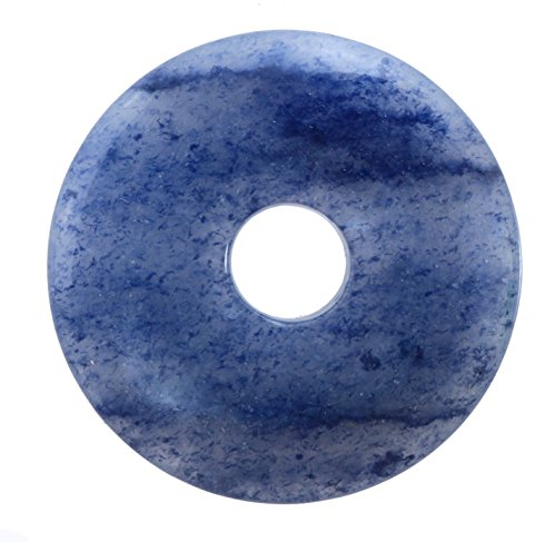 Lebensquelle Plus Edelstein Donut Ø 30 mm + Baumwollband | Naturstein Anhänger Halskette | Echte Heilsteinkette inkl. Band (Blauquarz)
