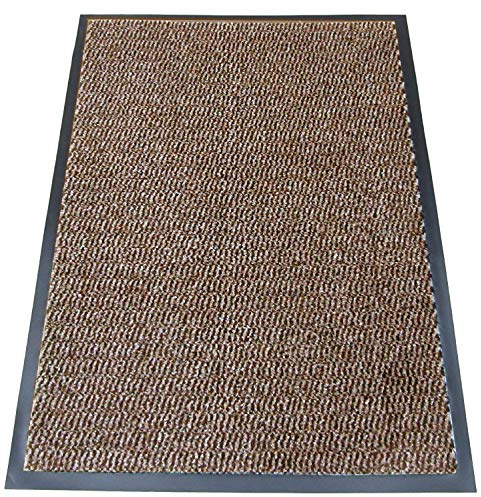 TrendMakers Machine Washable Beige/Black Heavy Quality Non Slip Hard Wearing Barrier Mat/Dirt Trapper Home Office - 15 Sizes (60cm x 90cm)
