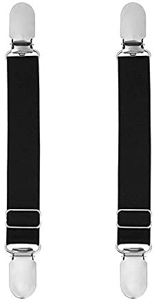 Ericotry 1 Paar (2 Stück) multifunktionale, verstellbare elastische Strumpfhalter-Clip, Strumpfgürtel, Zubehör mit Riemen und Clips für Strümpfe, Schwarz I Style, M