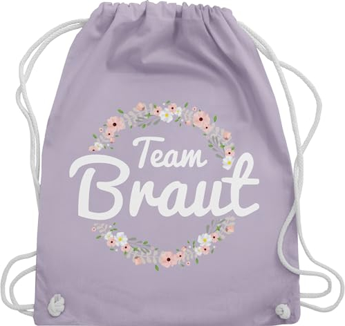 Turnbeutel Rucksack - JGA Junggesellenabschied Frauen - Team Braut Blumenkranz - Bride Crew - Unisize - Pastell Lila - hen party accessories brauttaschen jungesselnabschied bridemaid beutel
