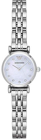 Emporio Armani Uhr für Damen , Zweizeigeruhrwerk, 22mm Silbernes Edelstahlgehäuse mit Edelstahlarmband, AR1961