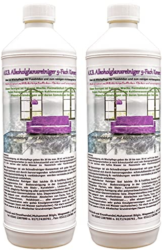 A.K.B. Alkoholglanzreiniger 5-Fach Konzentrat, Wischroboter Reinigungsmittel (idealer Bodenreiniger, Hartbodenreiniger), 1392 (2 x 1L Flasche),Allzweckreiniger,Allesreiniger
