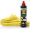 detailmate Auto Polier Set - Autopflege: Menzerna Autopolitur MEDIUM CUT POLISH 2500, 250 ml - Beseitigung von Schleifspuren + Mikrofaser Auto Poliertuch, 40x40cm, perfekt zum Auspolieren auf Autolack