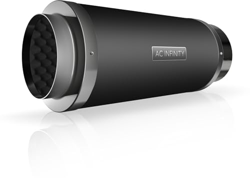 AC Infinity Inline Duct Fan Silencer, 200mm Noise Reduction Muffler Blower Silencer for Indoor Hydroponics Grow Tent Ventilation Systems, 8-Inch