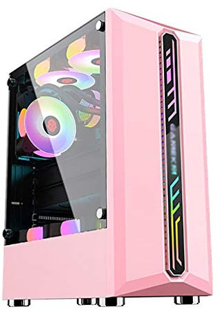 HDYD Caso Gaming Rosa, Mid-Tower PC Gaming Caso ATX/M-ATX/ITX - I/O Anteriore USB 3.0 Port - Pannello Laterale Acrilico - 8 Fan Posizione - Water-Cooling Pronto