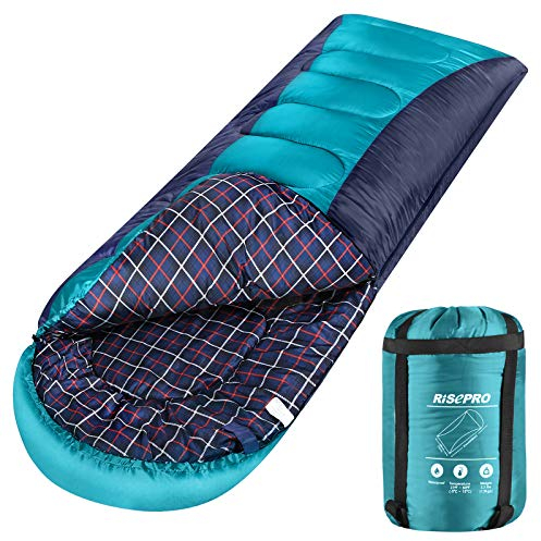 RISEPRO Schlafsack Leicht, tragbar, wasserdicht 3-4 Jahreszeiten für warmes kaltes Wetter Erwachsene, Kinder - drinnen, draußen, Camping, Backpacking, Wandern (Grün)
