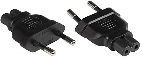 Good Connections Stromadapter Euro-Stecker Typ C (CEE 7/16, gerade) an C7/Euro 8 Buchse (gerade) - Netzadapter/Steckdosenadapter/Netzleitungsadapter - SCHWARZ, PA-0370S