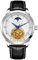 BOLYTE Antike Herren-Armbanduhr Automatisches Selbstaufziehende 24 Stunden Sonne und Mond Subdial Mechanische Skelett mit Lederband, Weiß