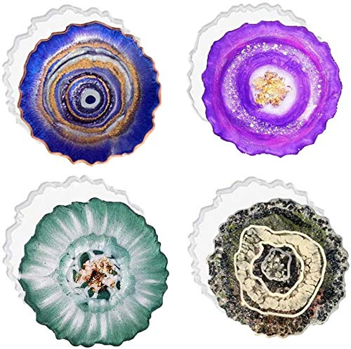 N\C sous-Verres de Moule en Silicone, 4 pièces moules en Silicone Ensemble de résine époxy Grand Moule en Silicone en résine moules de Moulage en résine, Ensemble de Bricolage coulée en résine