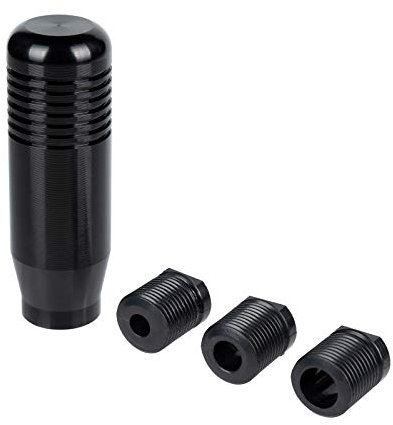 Possbay Universal Gear Shift Knob Manual Gear Shifter Stick Car Shifter Adapter with 3 Adapters 8mm 10mm 12mm for Cars Aluminum Alloy Leather (Black)