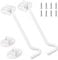 JatilEr 2 Pcs Cabin Hook, 6 inch Stainless Steel Gate Hook and Eye Latch Barn Door Lock Gate Door Swivel Window Door Hook Outside with 8pcs Mounting Screws for Shed Gate or Garage Door (White)