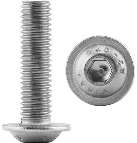 Linsenkopfschrauben mit Flansch und Innensechskant M6x10 rostfreier Edelstahl (50 Stück) Linsenkopf Flachkopfschrauben FASTON®
