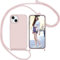 Nupcknn Funda Silicona con Cuerda para iPhone 13, Carcasa Suave Silicona Case con Correa Colgante Ajustable Collar Correa de Cuello Cadena Cordón 1.5M (Oro Rosa)