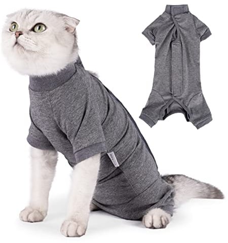 LIANZIMAU Cat Surgical Recovery Suit Professional for Male Female Dog Abdominal Wounds Cone E-Collar Alternative Anti-Licking Pet Surgical Recovery Pajama Suit Soft Fabric Onesie for Cats
