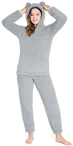 CityComfort Pigiama Donna Invernale Peluche in Pile Teddy (Grigio, S)