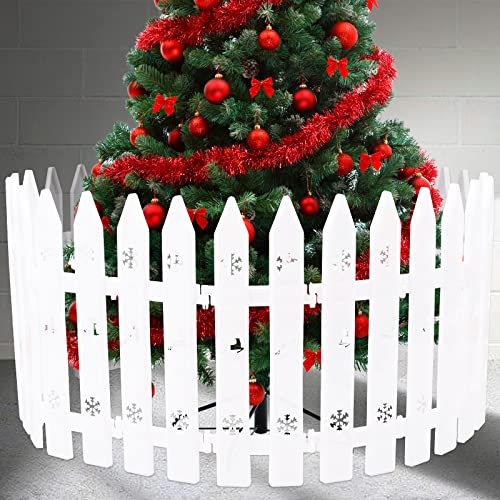 24pcs 30 * 11cm Arbre De Noël Clôture en Plastique Blanc Amovible Décoration pour Sapin de Noël, Fête de Mariage,Paysagère,Jardin