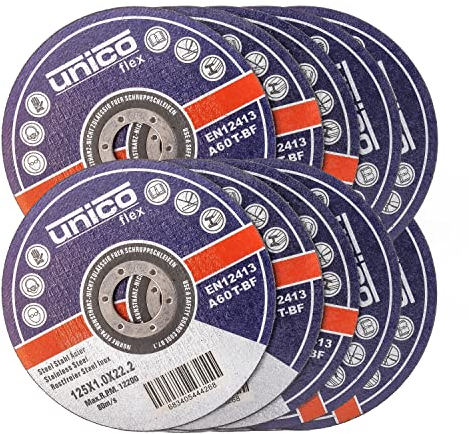 10x IPOTOOLS Disque a tronconner 125 metal - Disque meuleuse 125 metal en acier inoxydable, disque meuleuse 125 mm x 1,0 mm, pour métal, acier et acier inoxydable Métal INOX Fer
