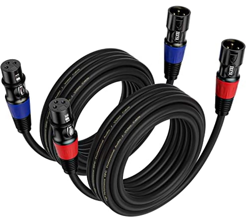 EBXYA XLR Cable XLR a XLR Cable de micrófono 5M 2Pack 3-Pin Balanced XLR Speaker Cable, Male to Female Multi-Colored Mic Cord for Mic Mixer Podcast, DMX