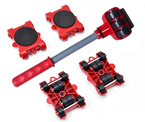 5 Stück Möbel Transportroller Set, 4 Möbelroller & 1 Lastenheber, 200kg Lager, Möbeltransportrollen zum Transportieren von Schweren Möbeln, Kühlschränken, Sofas, Schränken