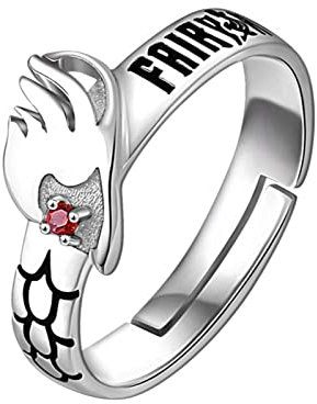 XJruixi Anime Fairy Tail Ring Etherious Natsu Dragneel Cosplay Unisex Adjustable Opening Finger Rings Jewelry Accessories Gift