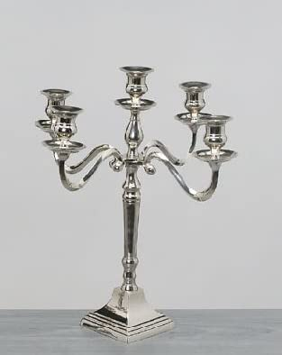 Decpero Kerzenleuchter 5-armig I 26 cm I Silber I Kerzenhalter für Spitzkerzen
